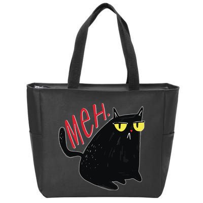 Funny Grumpy Meh Cat Zip Tote Bag