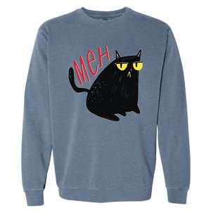 Funny Grumpy Meh Cat Garment-Dyed Sweatshirt