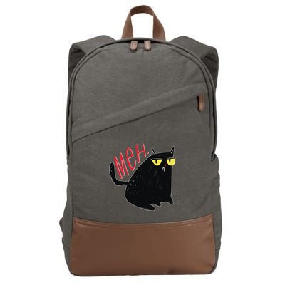 Funny Grumpy Meh Cat Cotton Canvas Backpack