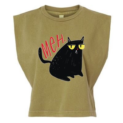 Funny Grumpy Meh Cat Garment-Dyed Women's Muscle Tee