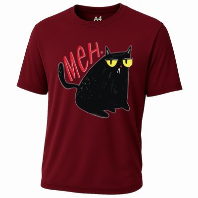Funny Grumpy Meh Cat Cooling Performance Crew T-Shirt