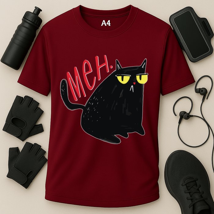 Funny Grumpy Meh Cat Performance Shirt