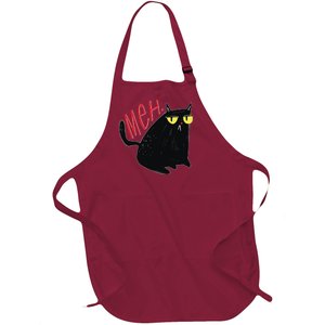 Funny Grumpy Meh Cat Full-Length Apron With Pockets