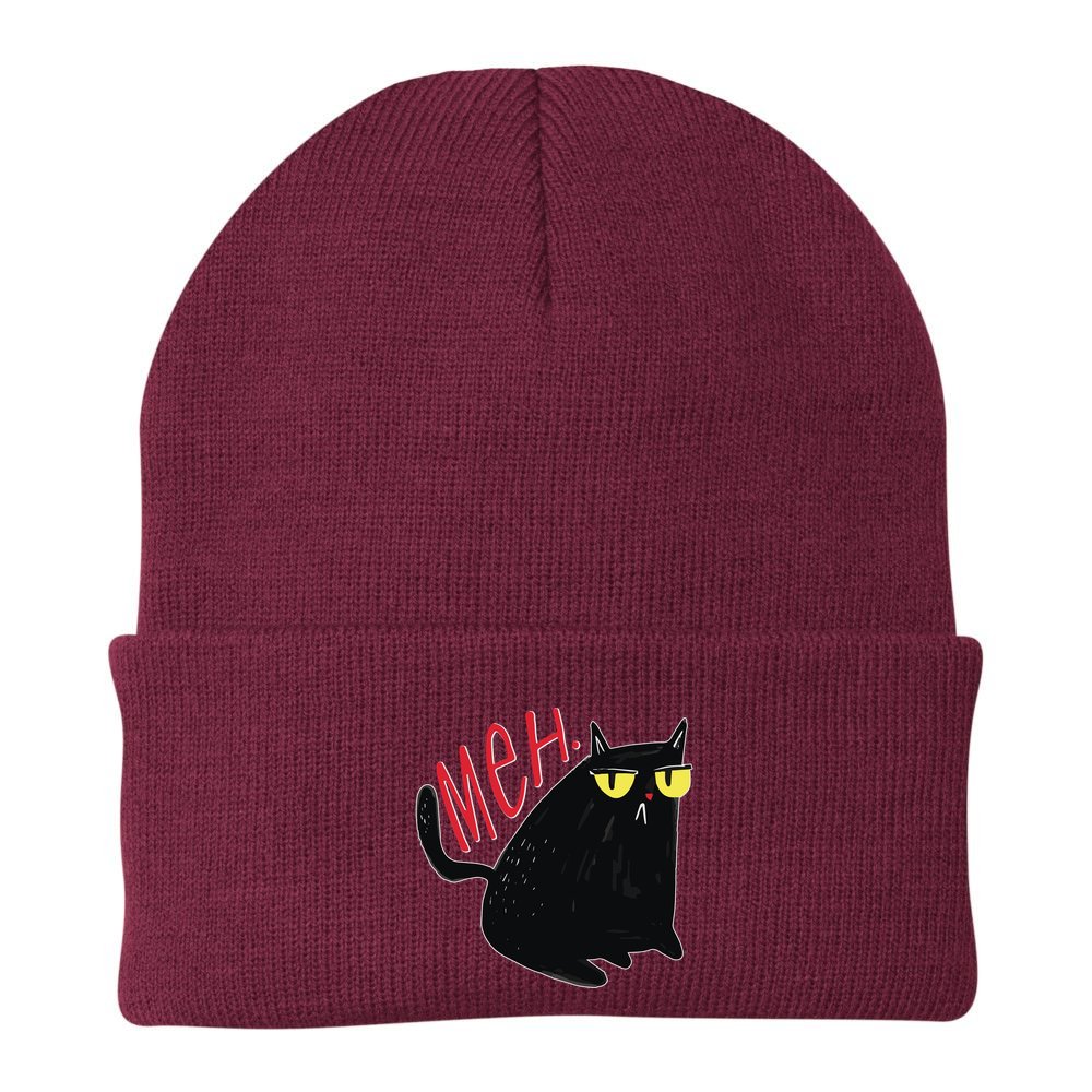 Funny Grumpy Meh Cat Beanie