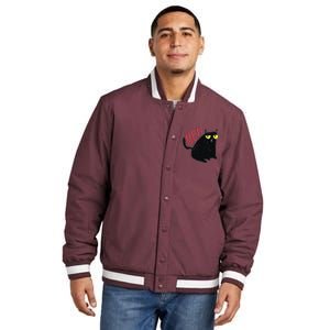 Funny Grumpy Meh Cat Insulated Varsity Jacket