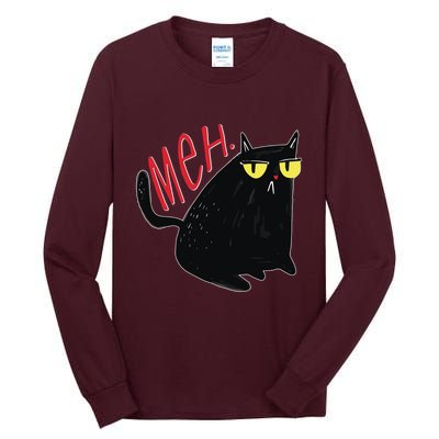 Funny Grumpy Meh Cat Tall Long Sleeve T-Shirt
