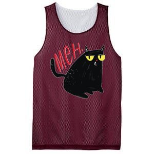 Funny Grumpy Meh Cat Mesh Reversible Basketball Jersey Tank