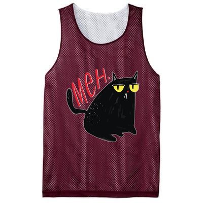 Funny Grumpy Meh Cat Mesh Reversible Basketball Jersey Tank