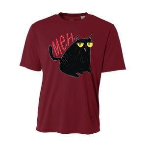 Funny Grumpy Meh Cat Performance Sprint T-Shirt