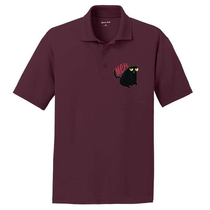 Funny Grumpy Meh Cat PosiCharge RacerMesh Polo