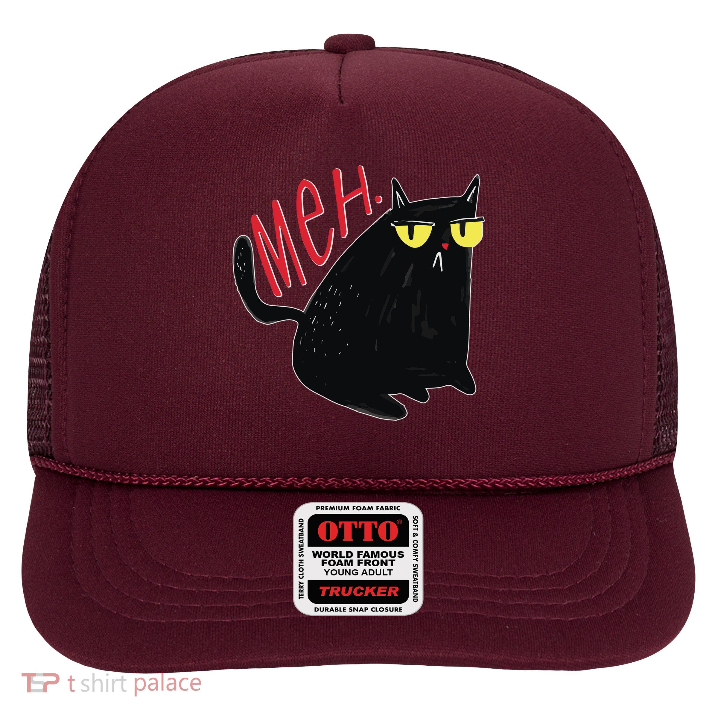Funny Grumpy Meh Cat Trucker Hat
