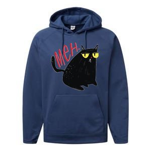 Funny Grumpy Meh Cat Performance Fleece Hoodie