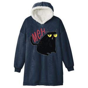 Funny Grumpy Meh Cat Hooded Wearable Blanket