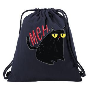 Funny Grumpy Meh Cat Drawstring Bag