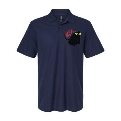 Funny Grumpy Meh Cat Softstyle Adult Sport Polo