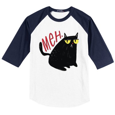 Funny Grumpy Meh Cat Baseball Sleeve Shirt