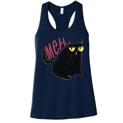 Funny Grumpy Meh Cat Women's Racerback Tank