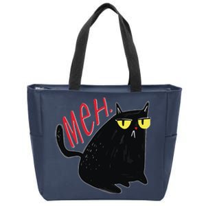 Funny Grumpy Meh Cat Zip Tote Bag