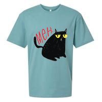 Funny Grumpy Meh Cat Sueded Cloud Jersey T-Shirt