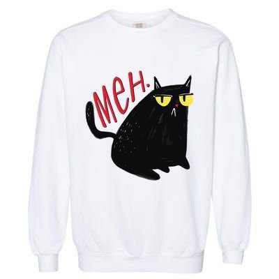 Funny Grumpy Meh Cat Garment-Dyed Sweatshirt