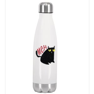 Funny Grumpy Meh Cat Stainless Steel Insulated Water Bottle