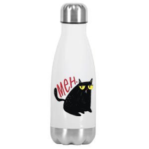 Funny Grumpy Meh Cat Stainless Steel Insulated Water Bottle