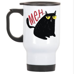 Funny Grumpy Meh Cat Stainless Steel Travel Mug