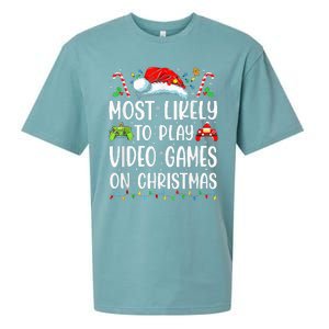 Funny Gamer Most Likely To Play Video Games On Christmas Sueded Cloud Jersey T-Shirt