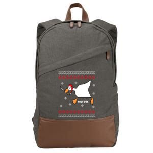 Funny Goose Murder Ugly Christmas Gift Cotton Canvas Backpack