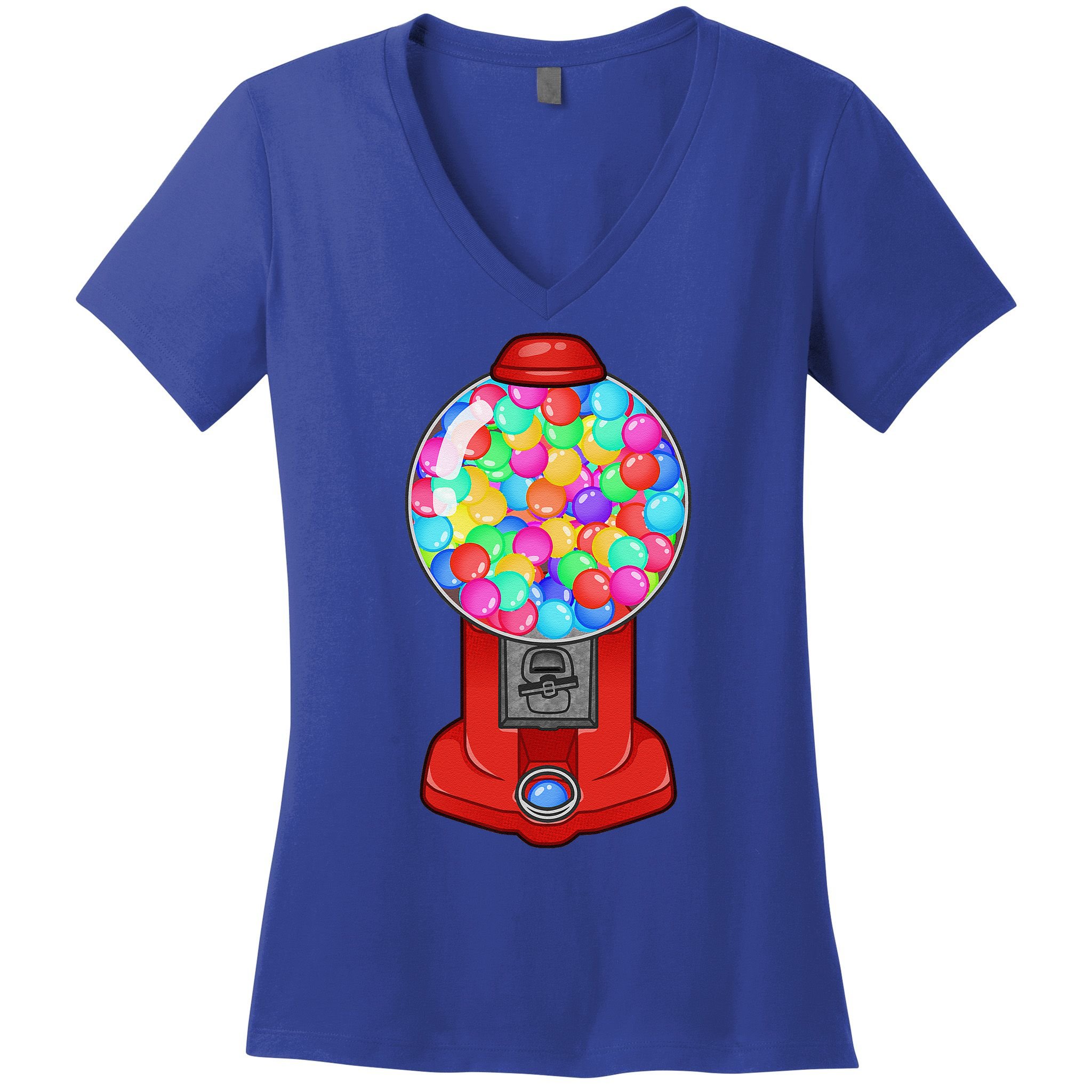 Funny Gumball Machine Halloween Gum Dispenser Easy Costume Women's V-Neck T-Shirt