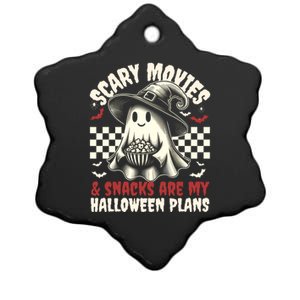 Funnycute Ghost Movies & Snacks Lovers Halloween Costume Spooky Ceramic Star Ornament