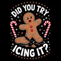 Funny Gingerbread Man Did You Try Icing It Cookie Baking 7-Panel Snapback Hat