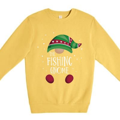 Fishing Gnome Matching Christmas Pjs Family Pajamas Fishing Gift Premium Crewneck Sweatshirt