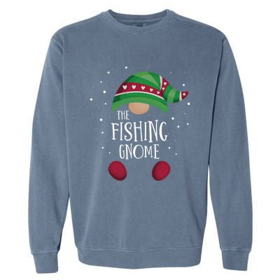 Fishing Gnome Matching Christmas Pjs Family Pajamas Fishing Gift Garment-Dyed Sweatshirt