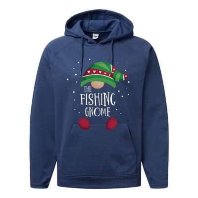 Fishing Gnome Matching Christmas Pjs Family Pajamas Fishing Gift Performance Fleece Hoodie