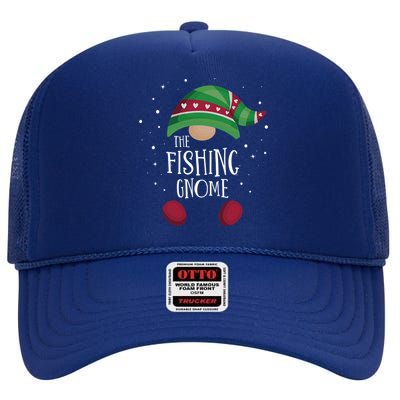 Fishing Gnome Matching Christmas Pjs Family Pajamas Fishing Gift High Crown Mesh Back Trucker Hat