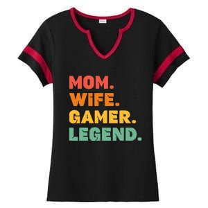 Funny Gamer Mom Wife Gamer Legend Gaming Women Video Game Ladies Halftime Notch Neck Tee