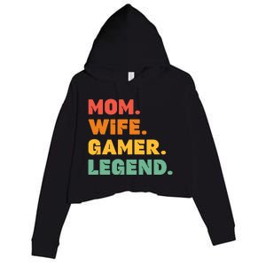 Funny Gamer Mom Wife Gamer Legend Gaming Women Video Game Crop Fleece Hoodie