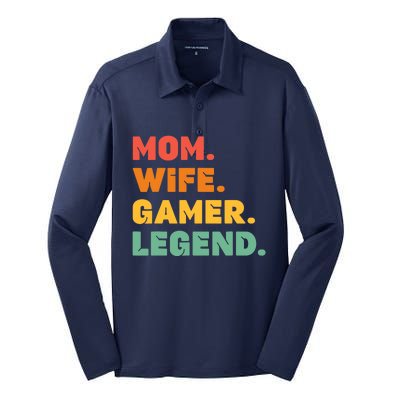 Funny Gamer Mom Wife Gamer Legend Gaming Women Video Game Silk Touch Performance Long Sleeve Polo