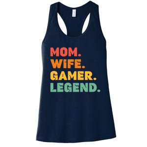 Funny Gamer Mom Wife Gamer Legend Gaming Women Video Game Women's Racerback Tank