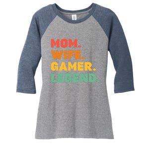 Funny Gamer Mom Wife Gamer Legend Gaming Women Video Game Women's Tri-Blend 3/4-Sleeve Raglan Shirt