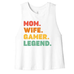 Funny Gamer Mom Wife Gamer Legend Gaming Women Video Game Women's Racerback Cropped Tank