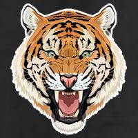 Funny Growling Mouth Open Bengal Tiger 7 Panel Mesh Trucker Snapback Hat