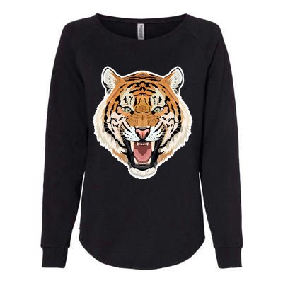 Funny Growling Mouth Open Bengal Tiger Womens California Wash Sweatshirt