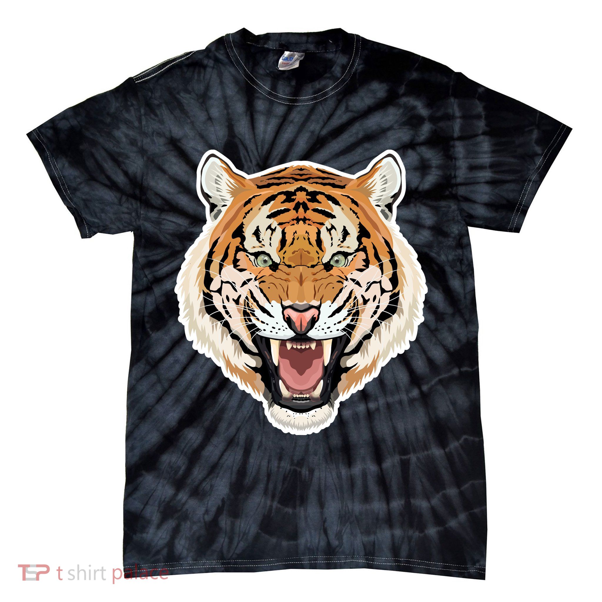 Funny Growling Mouth Open Bengal Tiger Tie-Dye T-Shirt