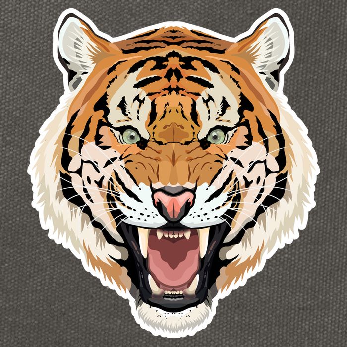 Funny Growling Mouth Open Bengal Tiger Cotton Canvas Backpack