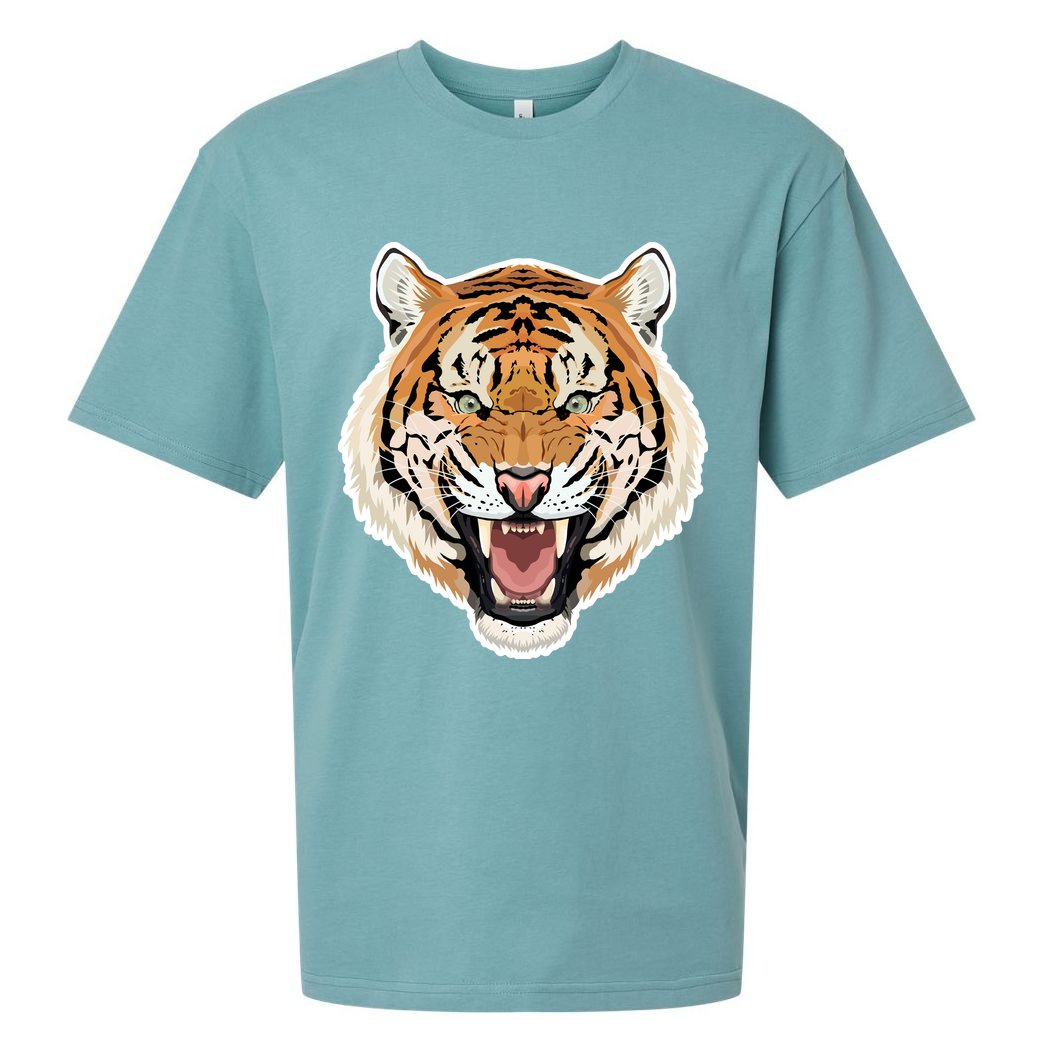 Funny Growling Mouth Open Bengal Tiger Sueded Cloud Jersey T-Shirt