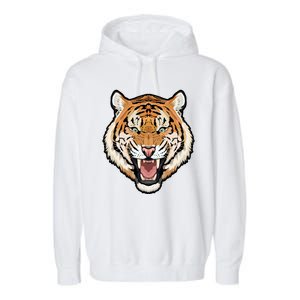 Funny Growling Mouth Open Bengal Tiger Garment-Dyed Fleece Hoodie