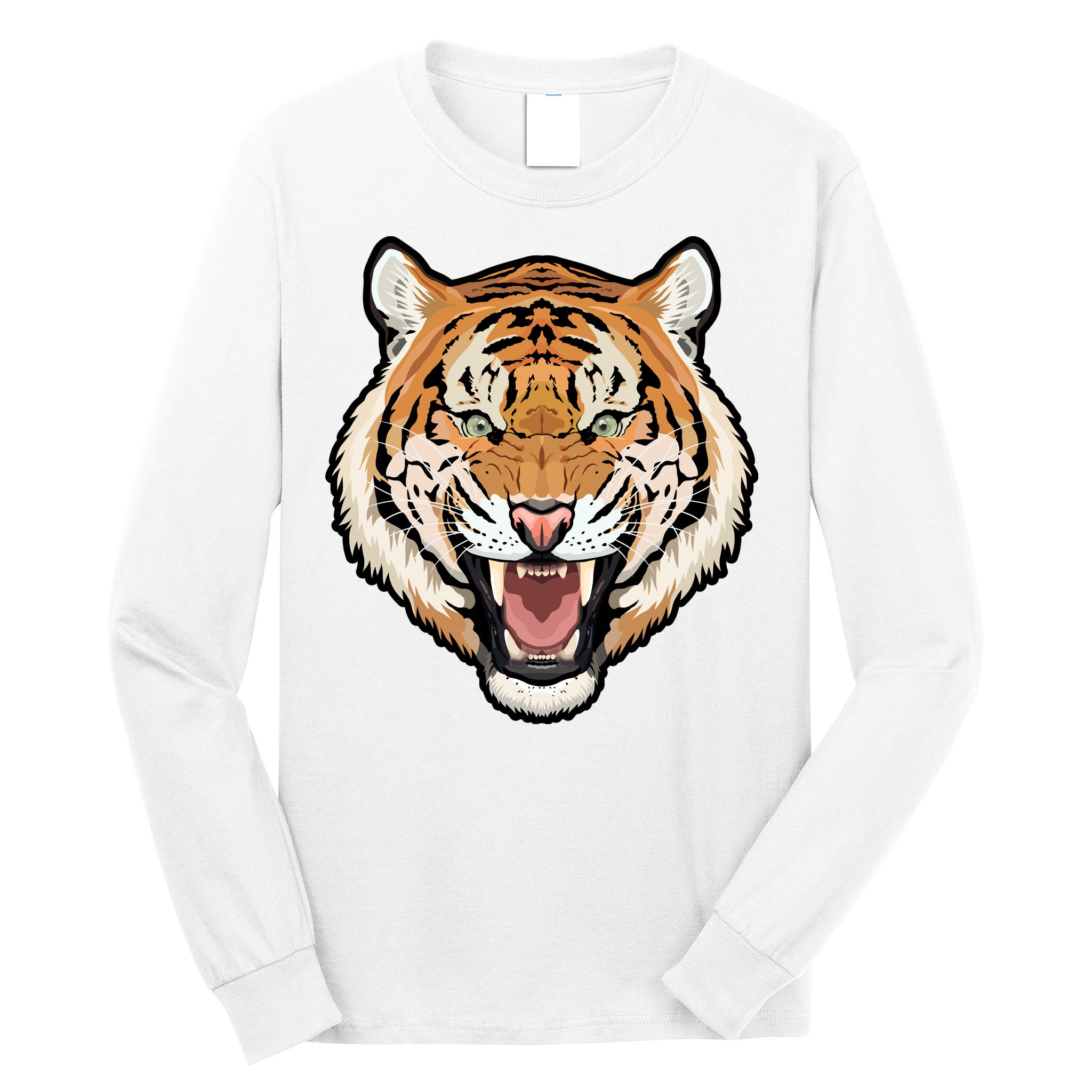Funny Growling Mouth Open Bengal Tiger Long Sleeve Shirt