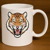 Funny Growling Mouth Open Bengal Tiger 11oz C Handle Ceramic Mug